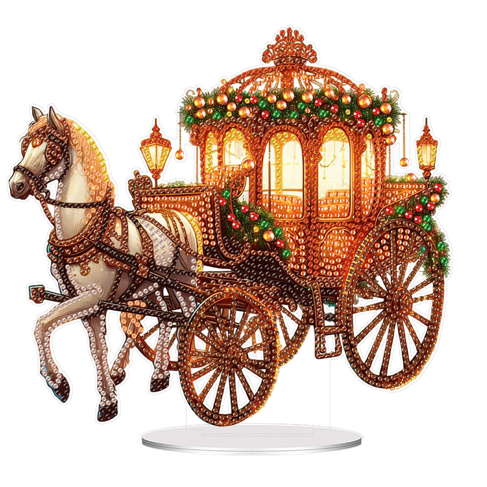 Acrylic Special Shape Christmas Carriage Diamond Painting Desktop Decors