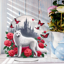 Load image into Gallery viewer, Acrylic Special Shape Fox Rose Castle Diamond Painting Desktop Decorations

