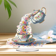 Load image into Gallery viewer, Acrylic Special Shape Teacup Flower Diamond Painting Desktop Decorations
