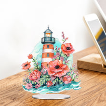 Load image into Gallery viewer, Acrylic Special Shape Poppy Lighthouse Diamond Painting Desktop Decorations
