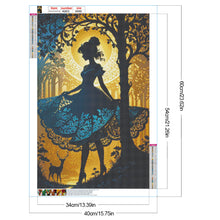 Load image into Gallery viewer, Diamond Painting - Full Round - Silhouette girl in a blue skirt (40*60CM)
