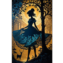 Load image into Gallery viewer, Diamond Painting - Full Round - Silhouette girl in a blue skirt (40*60CM)
