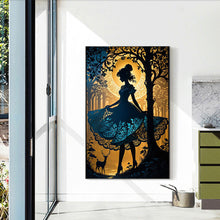 Load image into Gallery viewer, Diamond Painting - Full Round - Silhouette girl in a blue skirt (40*60CM)
