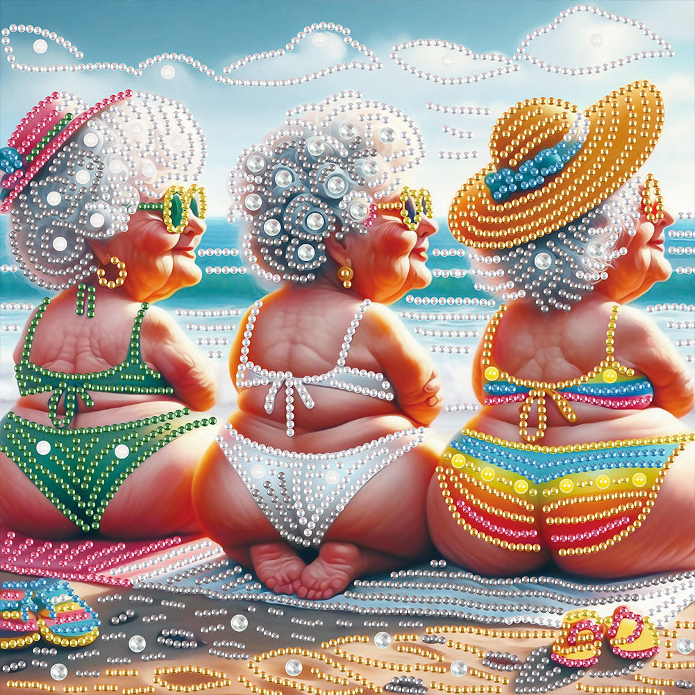 Diamond Painting - Partial Special Shaped - Cute old lady (30*30CM)