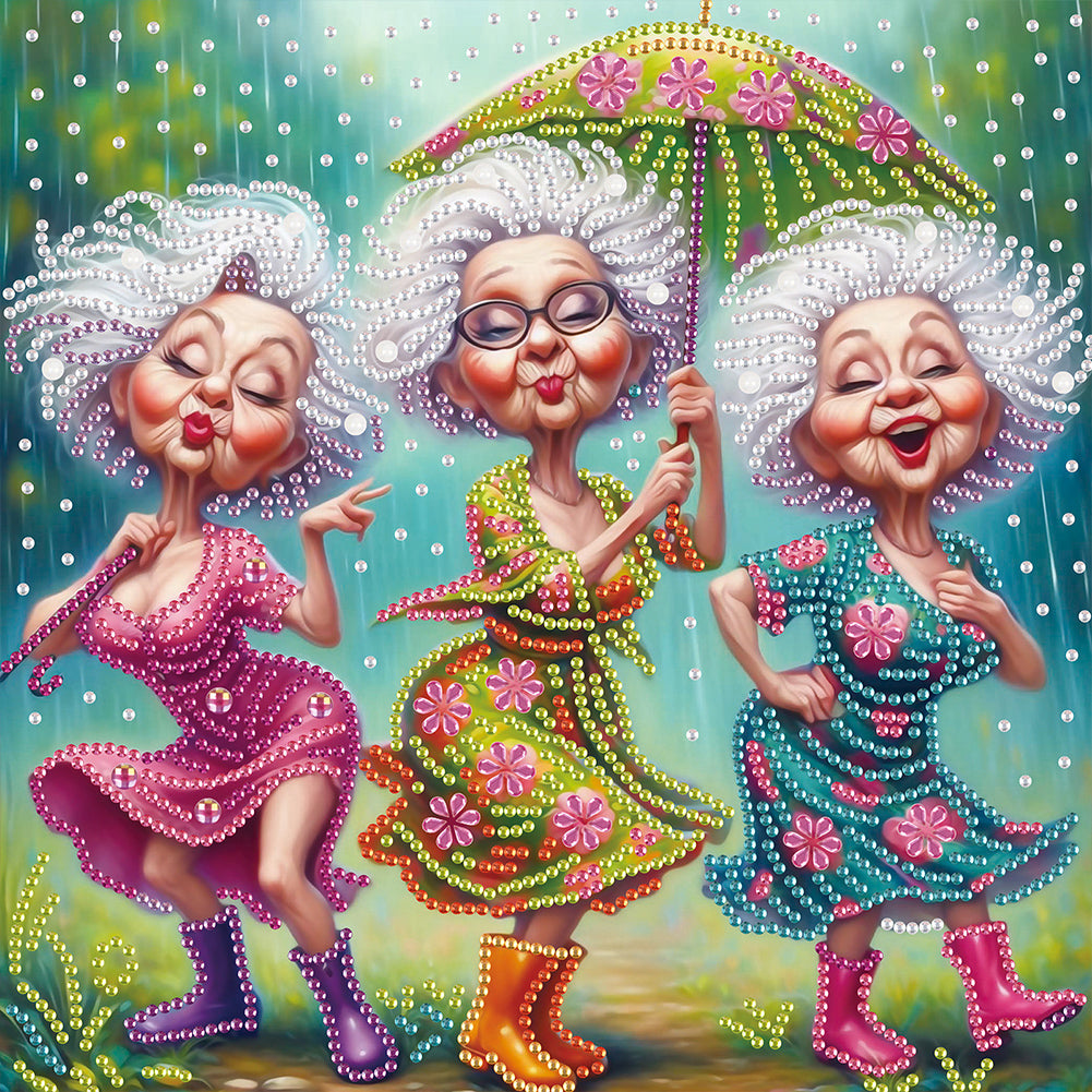 Diamond Painting - Partial Special Shaped - Cute old lady (30*30CM)