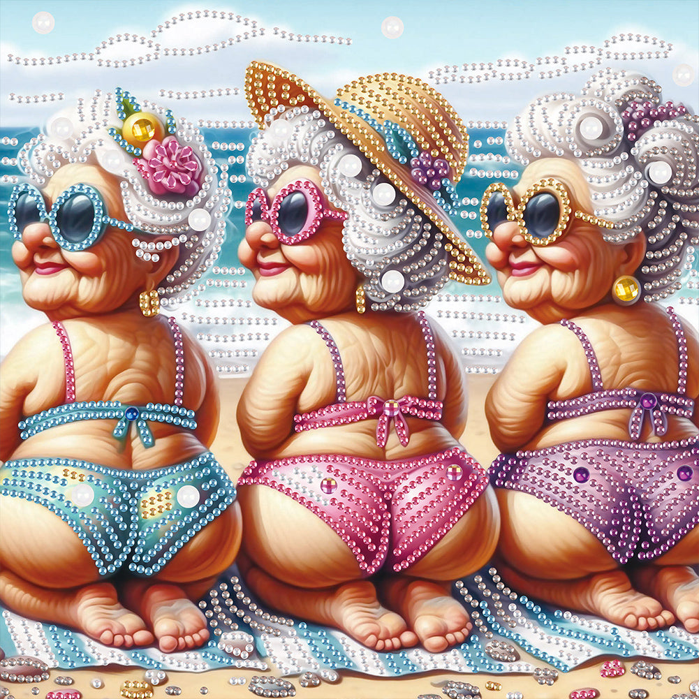 Diamond Painting - Partial Special Shaped - Cute old lady (30*30CM)