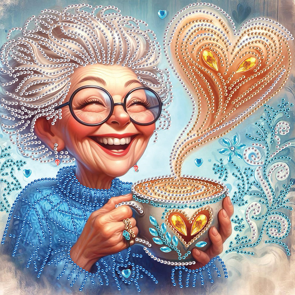 Diamond Painting - Partial Special Shaped - Cute old lady (30*30CM)