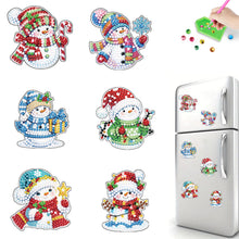 Load image into Gallery viewer, 6Pcs Acrylic Christmas Snowman Diamond Painting Refrigerator Magnet for DIY Art

