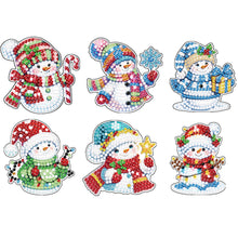 Load image into Gallery viewer, 6Pcs Acrylic Christmas Snowman Diamond Painting Refrigerator Magnet for DIY Art
