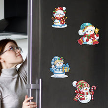 Load image into Gallery viewer, 6Pcs Acrylic Christmas Snowman Diamond Painting Refrigerator Magnet for DIY Art
