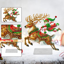 Load image into Gallery viewer, Acrylic Christmas Santa &amp; Elk Special Shape Diamond Painting Desktop Ornaments
