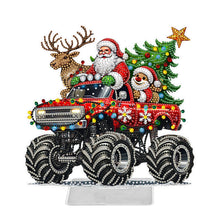 Load image into Gallery viewer, Acrylic Christmas Santa &amp; Truck Special Shape Diamond Painting Desktop Ornaments
