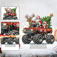 Load image into Gallery viewer, Acrylic Christmas Santa &amp; Truck Special Shape Diamond Painting Desktop Ornaments
