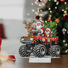 Load image into Gallery viewer, Acrylic Christmas Santa &amp; Truck Special Shape Diamond Painting Desktop Ornaments

