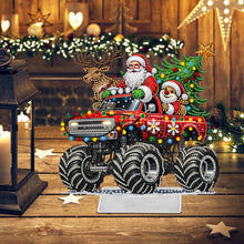 Load image into Gallery viewer, Acrylic Christmas Santa &amp; Truck Special Shape Diamond Painting Desktop Ornaments
