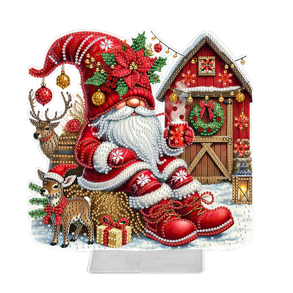 Acrylic Christmas Gnome Special Shape Diamond Painting Desktop Ornaments