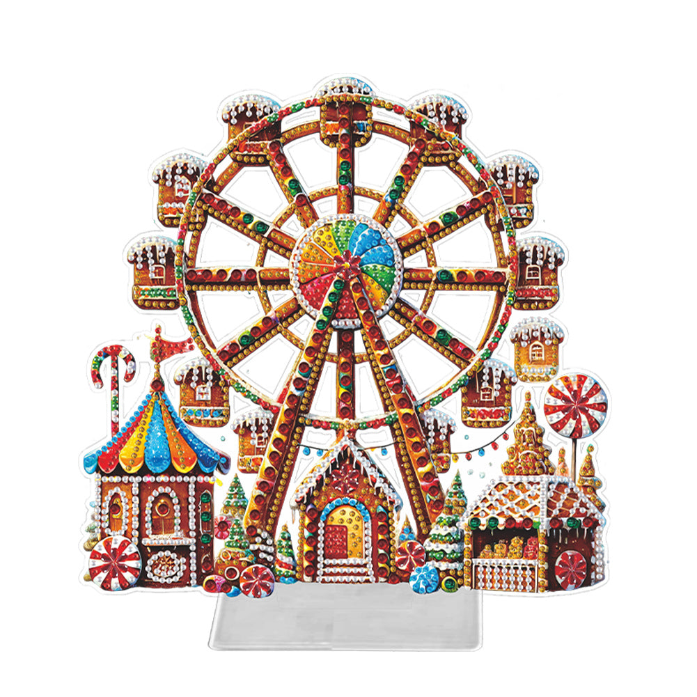 Acrylic Christmas Ferris Wheel Special Shape Diamond Painting Desktop Ornaments