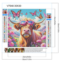 Load image into Gallery viewer, Diamond Painting - Full Round - Butterfly Flower Bush Highland Yak (30*30CM)
