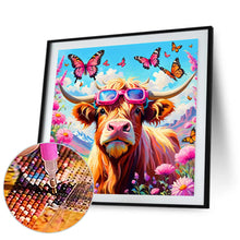 Load image into Gallery viewer, Diamond Painting - Full Round - Butterfly Flower Bush Highland Yak (30*30CM)
