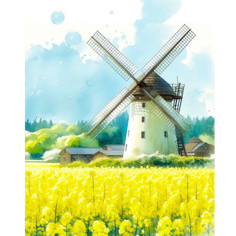 Diamond Painting - Full Round - Windmill Rapeseed Field (40*50CM)