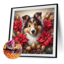 Load image into Gallery viewer, AB Diamond Painting - Full Square - Christmas poinsettia dog (40*40CM)
