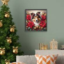 Load image into Gallery viewer, AB Diamond Painting - Full Square - Christmas poinsettia dog (40*40CM)
