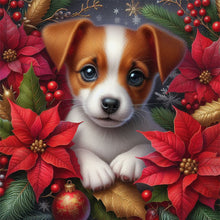 Load image into Gallery viewer, AB Diamond Painting - Full Square - Christmas poinsettia dog (40*40CM)
