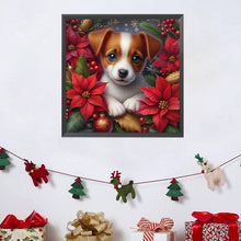 Load image into Gallery viewer, AB Diamond Painting - Full Square - Christmas poinsettia dog (40*40CM)
