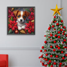 Load image into Gallery viewer, AB Diamond Painting - Full Square - Christmas poinsettia dog (40*40CM)
