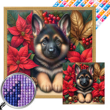 Load image into Gallery viewer, AB Diamond Painting - Full Square - Christmas poinsettia dog (40*40CM)
