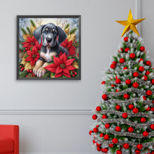 Load image into Gallery viewer, AB Diamond Painting - Full Square - Christmas poinsettia dog (40*40CM)
