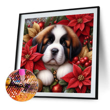 Load image into Gallery viewer, AB Diamond Painting - Full Square - Christmas poinsettia dog (40*40CM)
