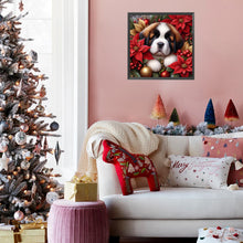 Load image into Gallery viewer, AB Diamond Painting - Full Square - Christmas poinsettia dog (40*40CM)
