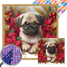 Load image into Gallery viewer, AB Diamond Painting - Full Square - Christmas poinsettia dog (40*40CM)
