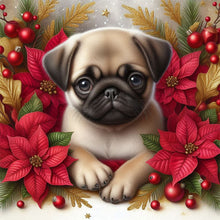 Load image into Gallery viewer, AB Diamond Painting - Full Square - Christmas poinsettia dog (40*40CM)
