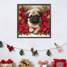 Load image into Gallery viewer, AB Diamond Painting - Full Square - Christmas poinsettia dog (40*40CM)
