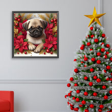 Load image into Gallery viewer, AB Diamond Painting - Full Square - Christmas poinsettia dog (40*40CM)
