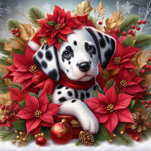 Load image into Gallery viewer, AB Diamond Painting - Full Square - Christmas poinsettia dog (40*40CM)
