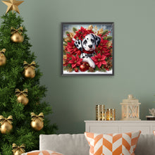 Load image into Gallery viewer, AB Diamond Painting - Full Square - Christmas poinsettia dog (40*40CM)
