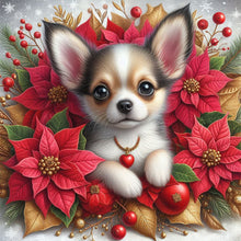 Load image into Gallery viewer, AB Diamond Painting - Full Square - Christmas poinsettia dog (40*40CM)
