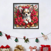 Load image into Gallery viewer, AB Diamond Painting - Full Square - Christmas poinsettia dog (40*40CM)
