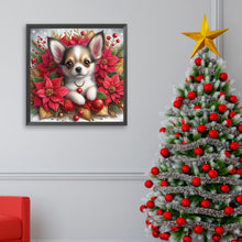 Load image into Gallery viewer, AB Diamond Painting - Full Square - Christmas poinsettia dog (40*40CM)
