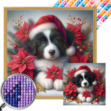 Load image into Gallery viewer, AB Diamond Painting - Full Square - Christmas poinsettia dog (40*40CM)
