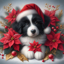 Load image into Gallery viewer, AB Diamond Painting - Full Square - Christmas poinsettia dog (40*40CM)
