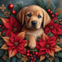 Load image into Gallery viewer, AB Diamond Painting - Full Square - Christmas poinsettia dog (40*40CM)
