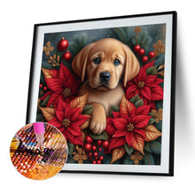 Load image into Gallery viewer, AB Diamond Painting - Full Square - Christmas poinsettia dog (40*40CM)
