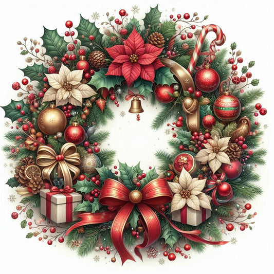 Diamond Painting - Full Square - Christmas wreath (30*30 CM)