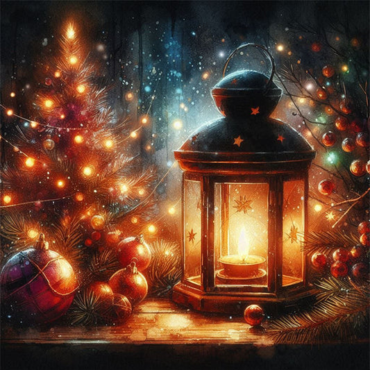 AB Diamond Painting - Full Square - Lights under the Christmas tree (30*30 CM)