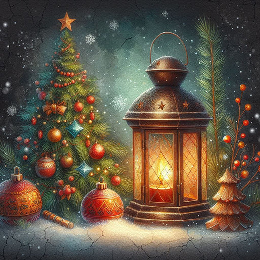 AB Diamond Painting - Full Square - Lights under the Christmas tree (30*30 CM)