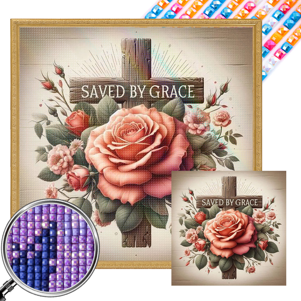 AB Diamond Painting - Full Square - Cross flowers (40*40CM)